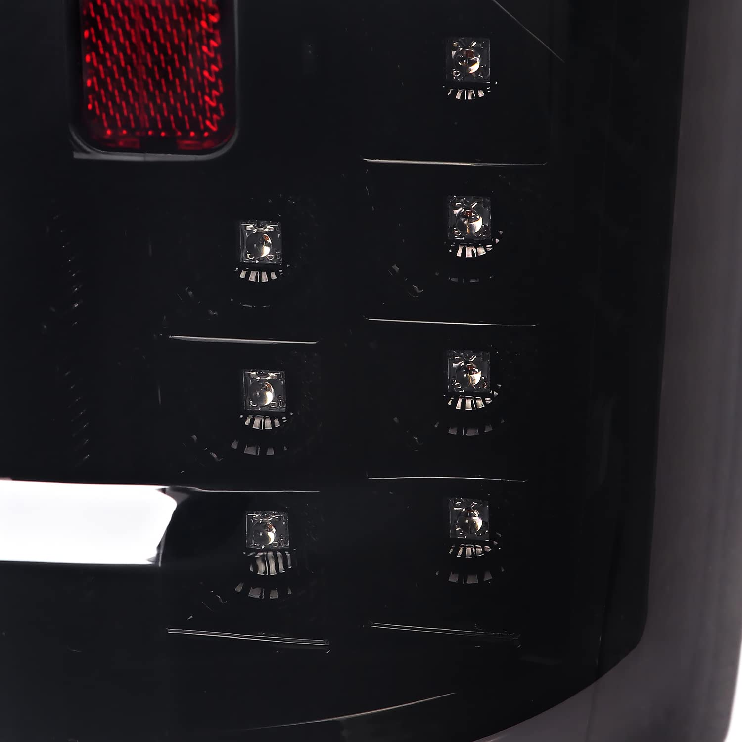 Glossy Black Smoke LED Tail Lights SPEC-D TUNING w/White LED Tube Compatible with 2017-2019 Ford F250/350/450/550, Left + Right Pair Tail Lamp Assembly