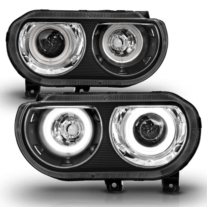 121308 ANZO USA Headlight Set w/CCFL Halo-Black Projector