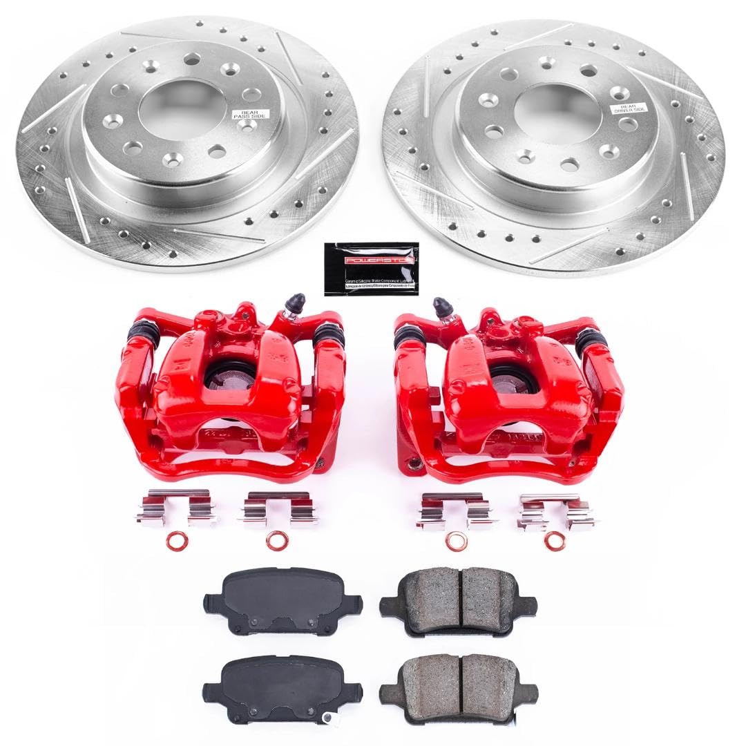 Power Stop Z23 Rear Brake Caliper Kit-Brake Rotors, Carbon-Fiber Ceramic Brake Pads, Calipers For LaCrosse, Regal Sportb, Regal TourX, Malibu, Terrain [Model Specific]