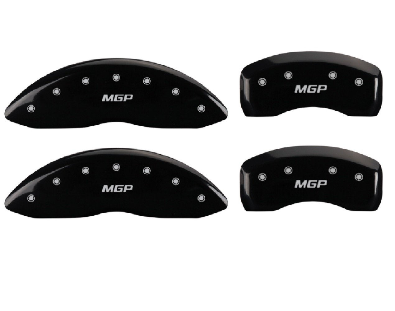MGP 36023SMGPBK Caliper Covers Black Powder Coat Finish, Silver Characters, Set of 4