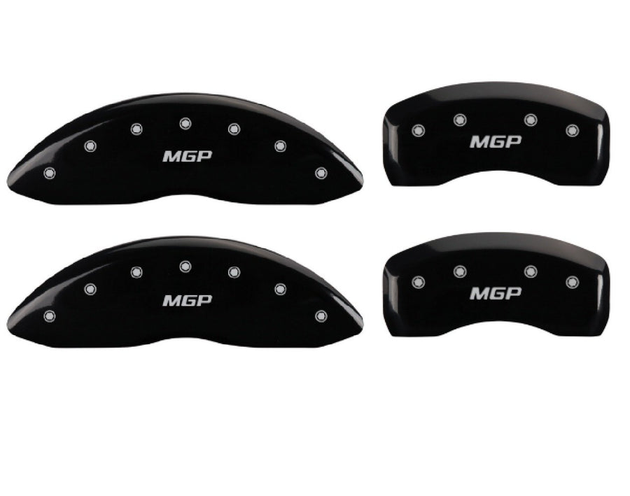 MGP 36023SMGPBK Caliper Covers Black Powder Coat Finish, Silver Characters, Set of 4