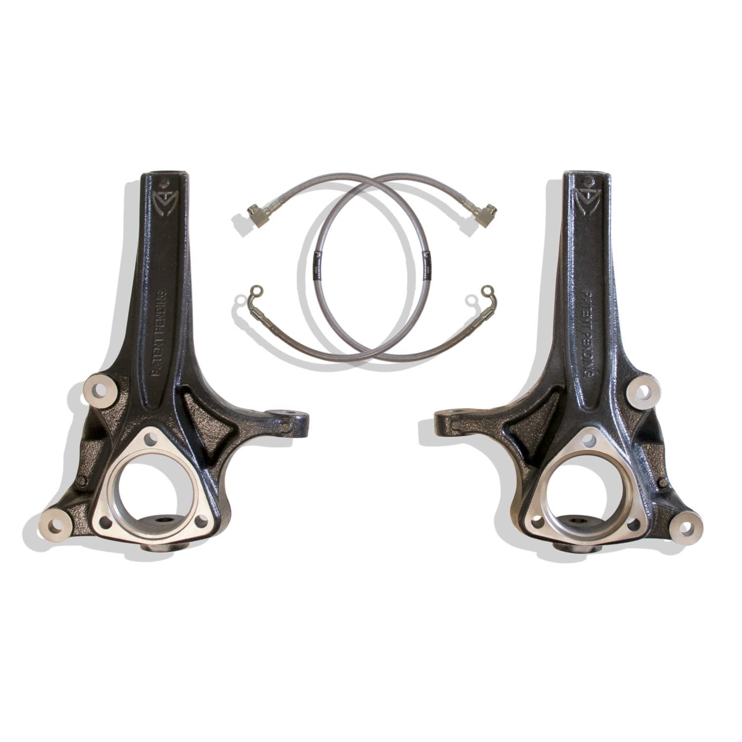 Part# 702740 MaxTrac SUSPENSION'S is A Pair of 4" Lift SPINDLES W/Extended Brake Lines Made from DUCTILE Steel & E-Coated Black