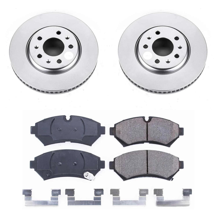 Power Stop Coated Brake Rotor CRK2974 & Ceramic Brake Pads- front