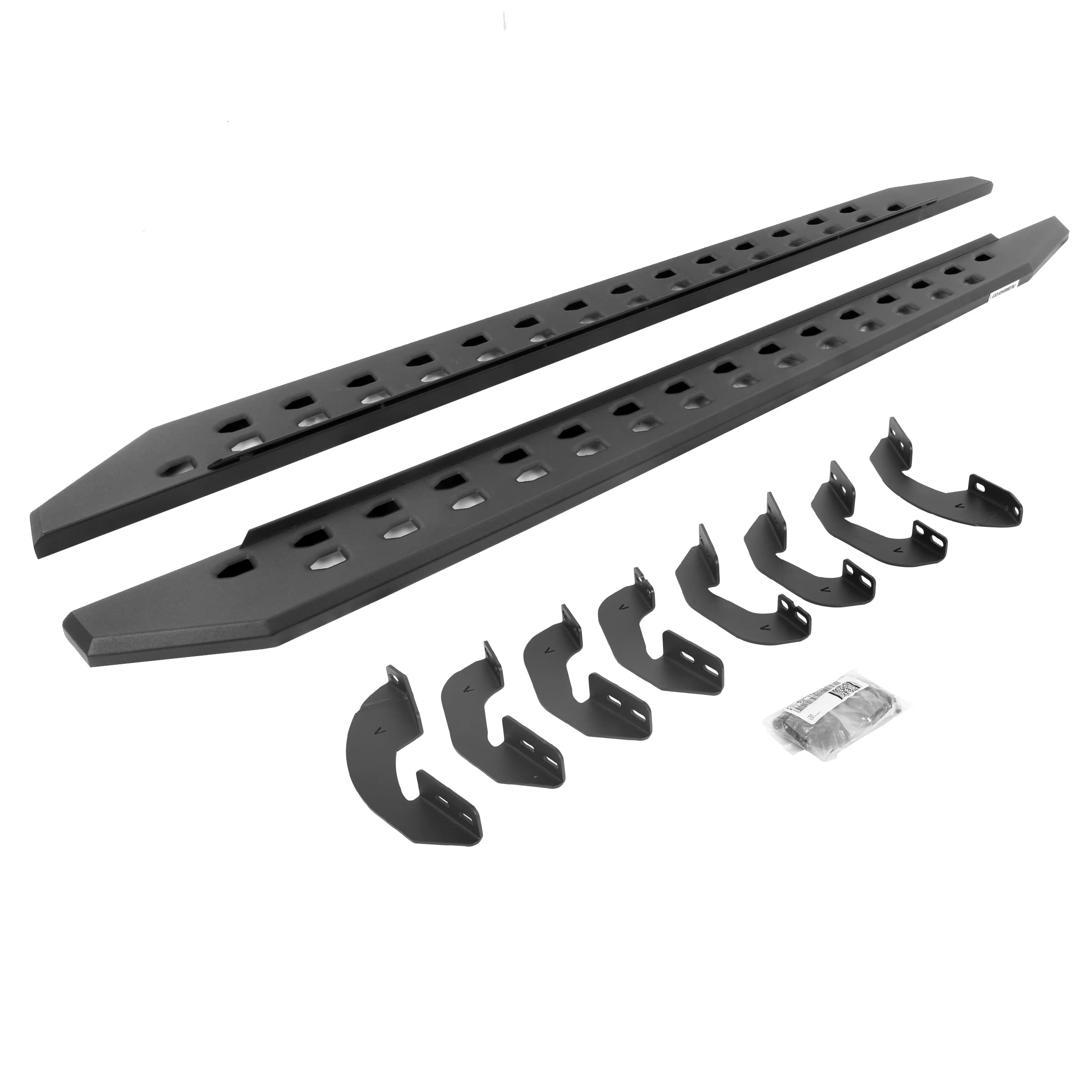 RB20 Slim Running Boards & Brackets Go Rhino | Galvanized Steel, Textured Black | 69443973SPC | Fits 2023-2024 Toyota Sequoia