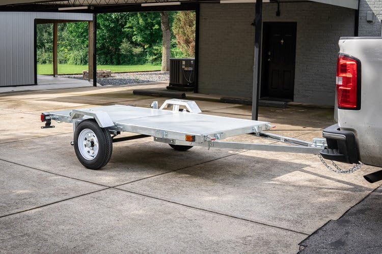 Single Axle DK2 Galvanized Folding Utility Trailer & Assembly Kit | MFT4X8G | 4 x 8-ft | 1450 lb. Payload Capacity | Coated Steel | 2” Coupler with Safety Chain | Folding Trailer Design