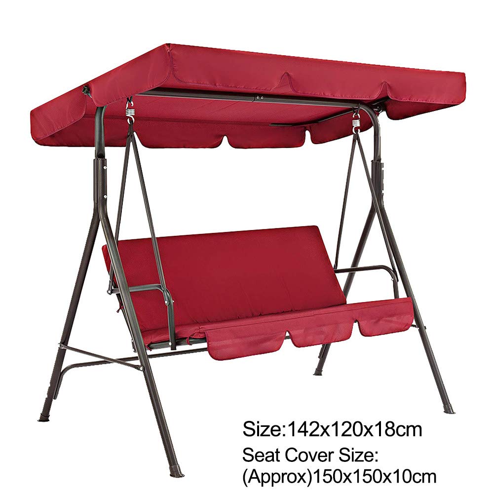 Canopy Patio Swing Seat Cover 2pcs/Set, Sunproof Canopy+Swing Seat Cover for 3 Seaters, Waterproof Sunproof Swing Canopy Replacement Cover Top and Swing Chair Protection Cover