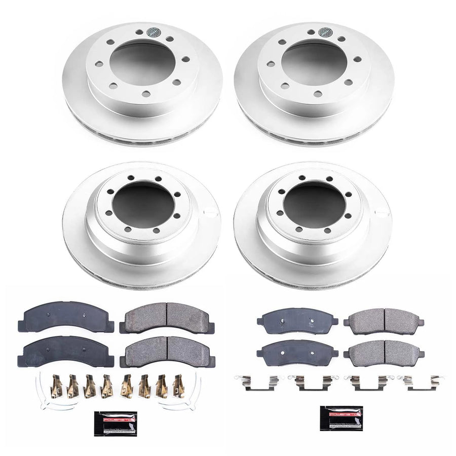 Power Stop CRK1886 Coated Brake Rotors and Z17 Front and Rear Brake Pads Kit For Ford F-350 Super Duty 1999 [Model Specific]