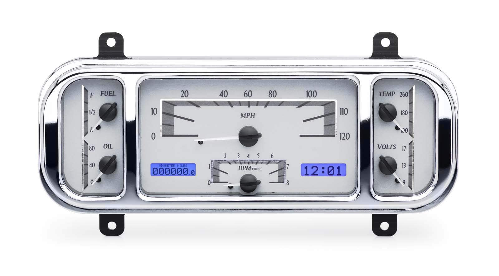Dakota Digital VHX Dash Gauge Instruments System 1937-38 Chevy Car, SILVER ALLOY style and BLUE display - VHX-37C