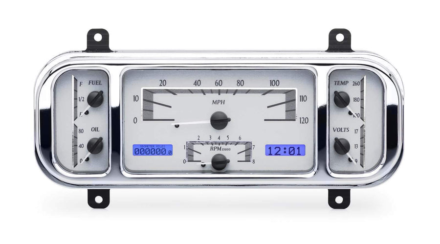 Dakota Digital VHX Dash Gauge Instruments System 1937-38 Chevy Car, SILVER ALLOY style and BLUE display - VHX-37C