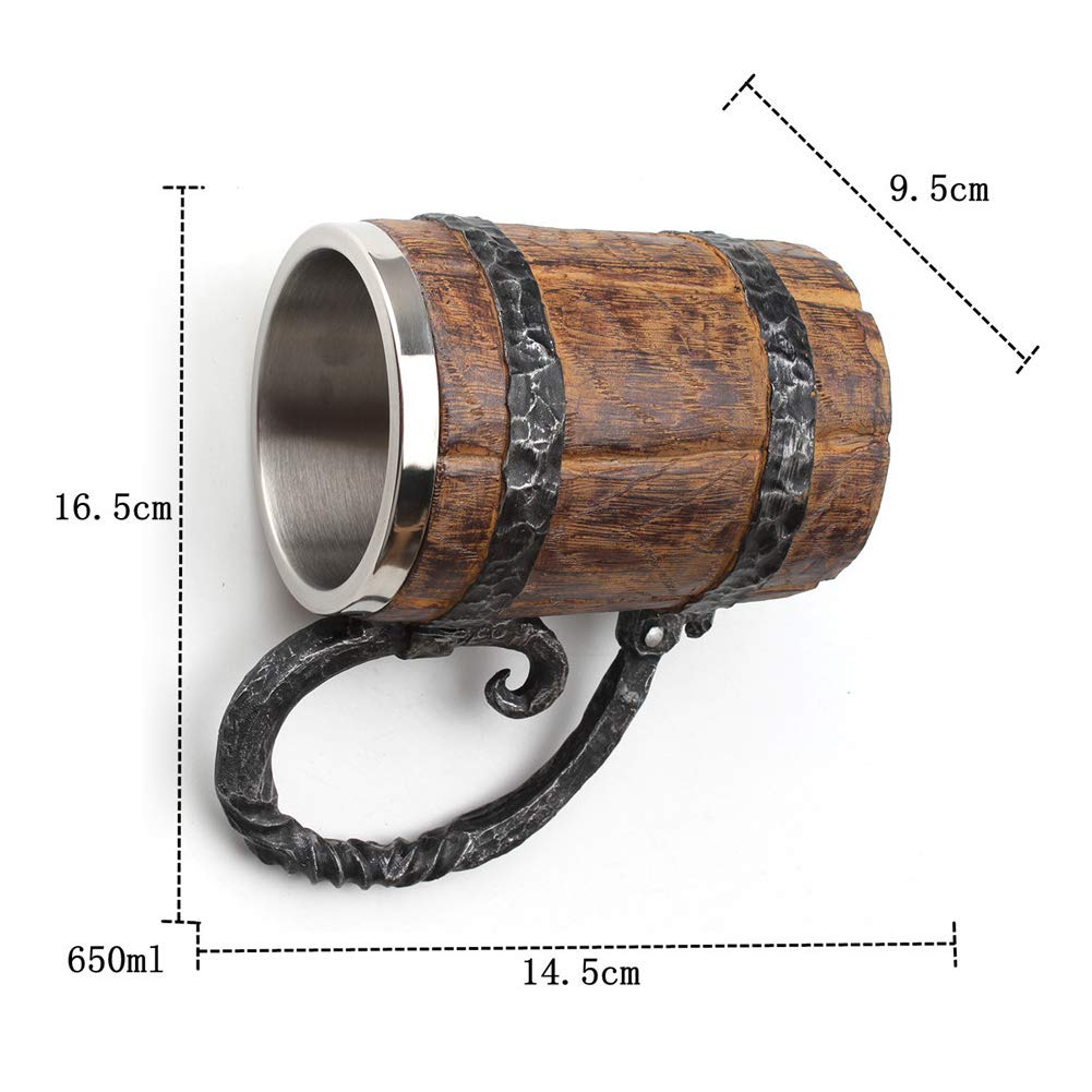 Cocktail Beer Mug Bucket Shaped Restaurant Large Capacity Drinkware Kitchen Accessories Hotel with Handle Decorative Bar Resin Double Wall Vintage