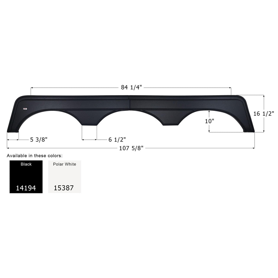 Triple Axle Fender Skirt Icon 15387 FS4194 for Forest River - Polar White