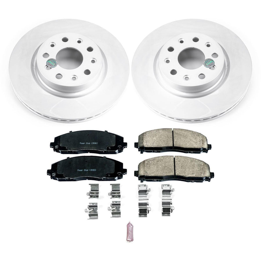 Power Stop Coated CRK7941 Rotor Front Brake Kit- Coated Brake Rotors and Z17 Ceramic Brake Pads For Jeep Wrangler 2018-2022 [Model Specific]