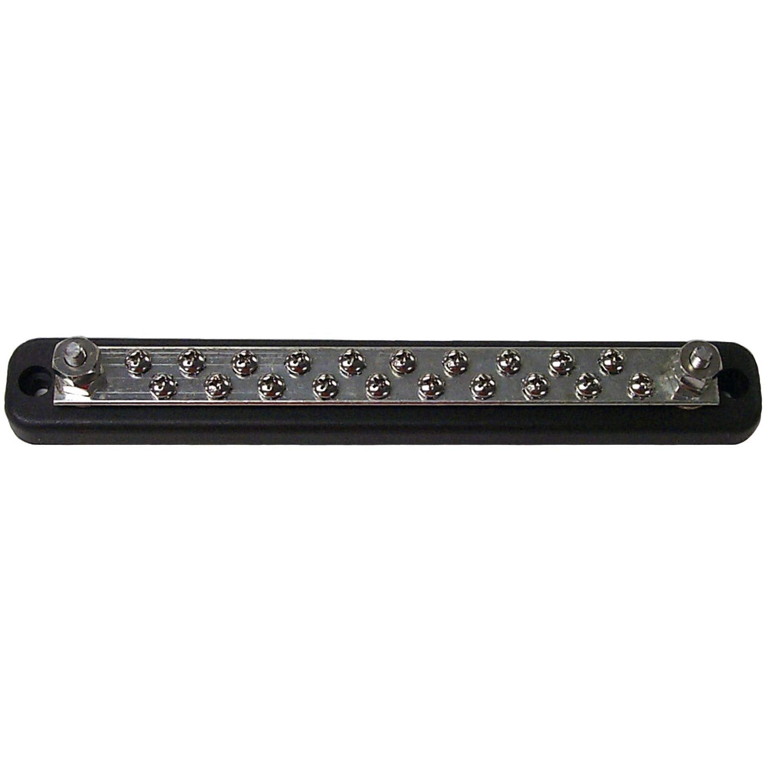 Sierra International FS46400 Common Bus Bar 150A with Twenty 8-32 Screw and (2) 1/4"-20 Stud Terminals, Size 9.25"L x 1.25"W x 1.44"H