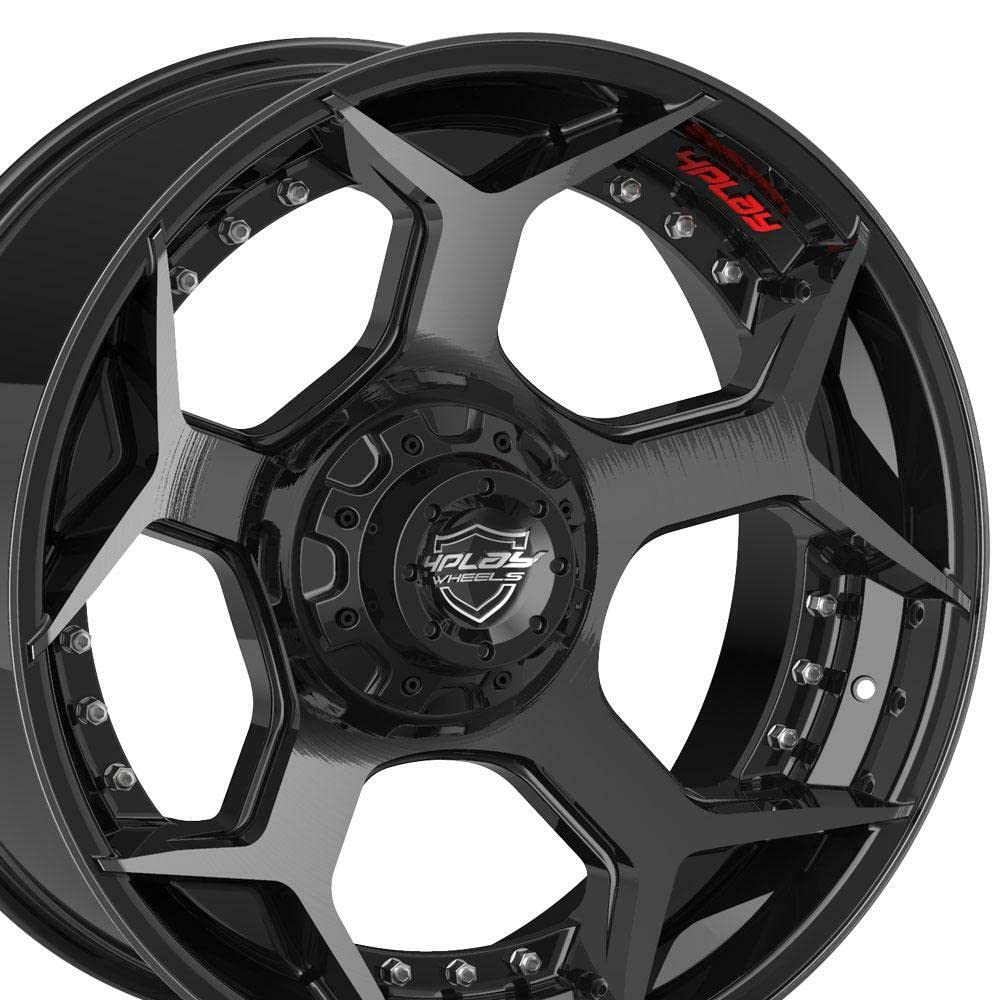 4PLAY Wheels 4P50-22100-6D55-18BBT Painted Brushed Black Wheel (22 x 10. inches /6 x 135 mm, -18 mm Offset)