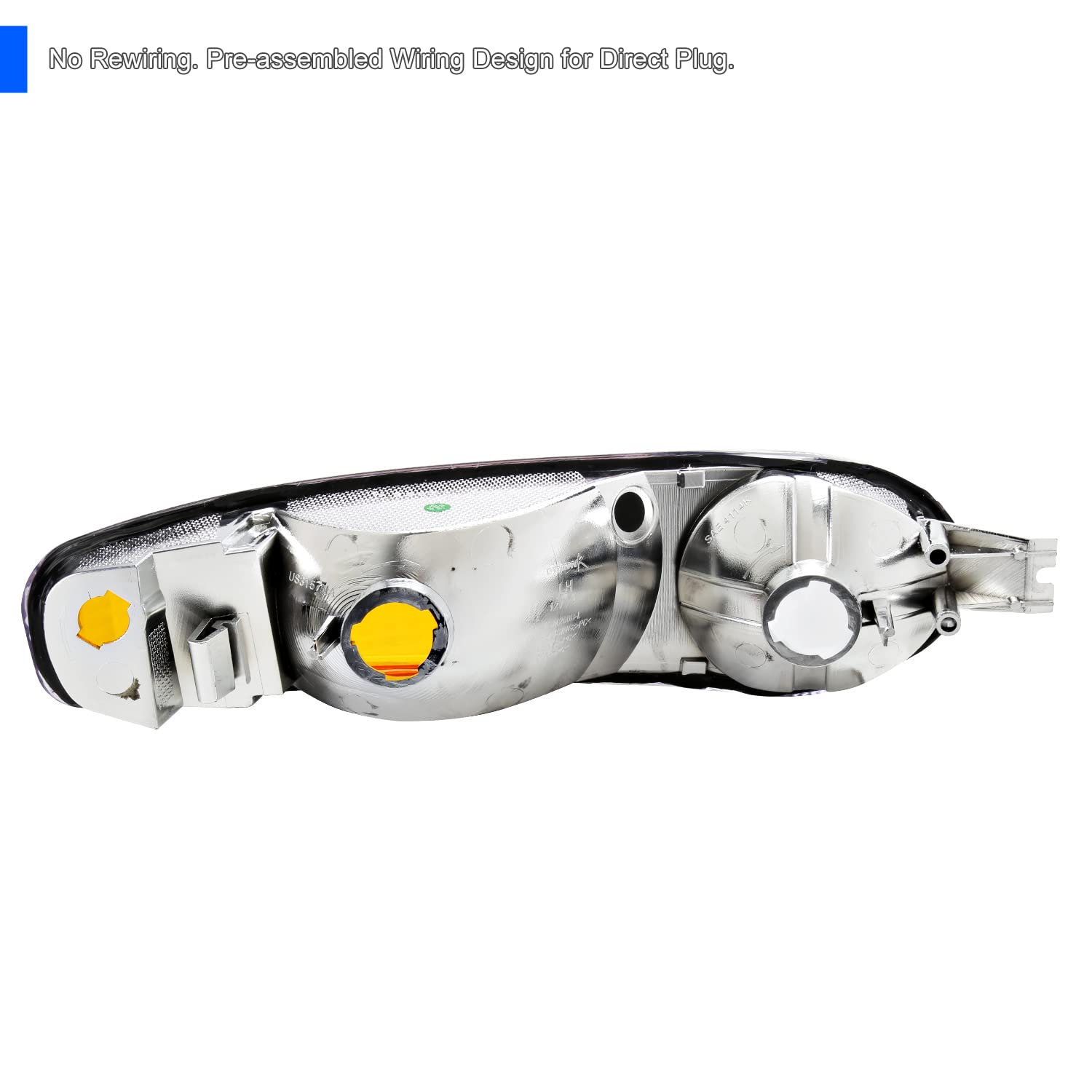 Chrome Bumper Lights SPEC-D TUNING Compatible with 2000-2006 GMC Sierra Yukon XL 1500, Left + Right Pair Lamp Assemblies