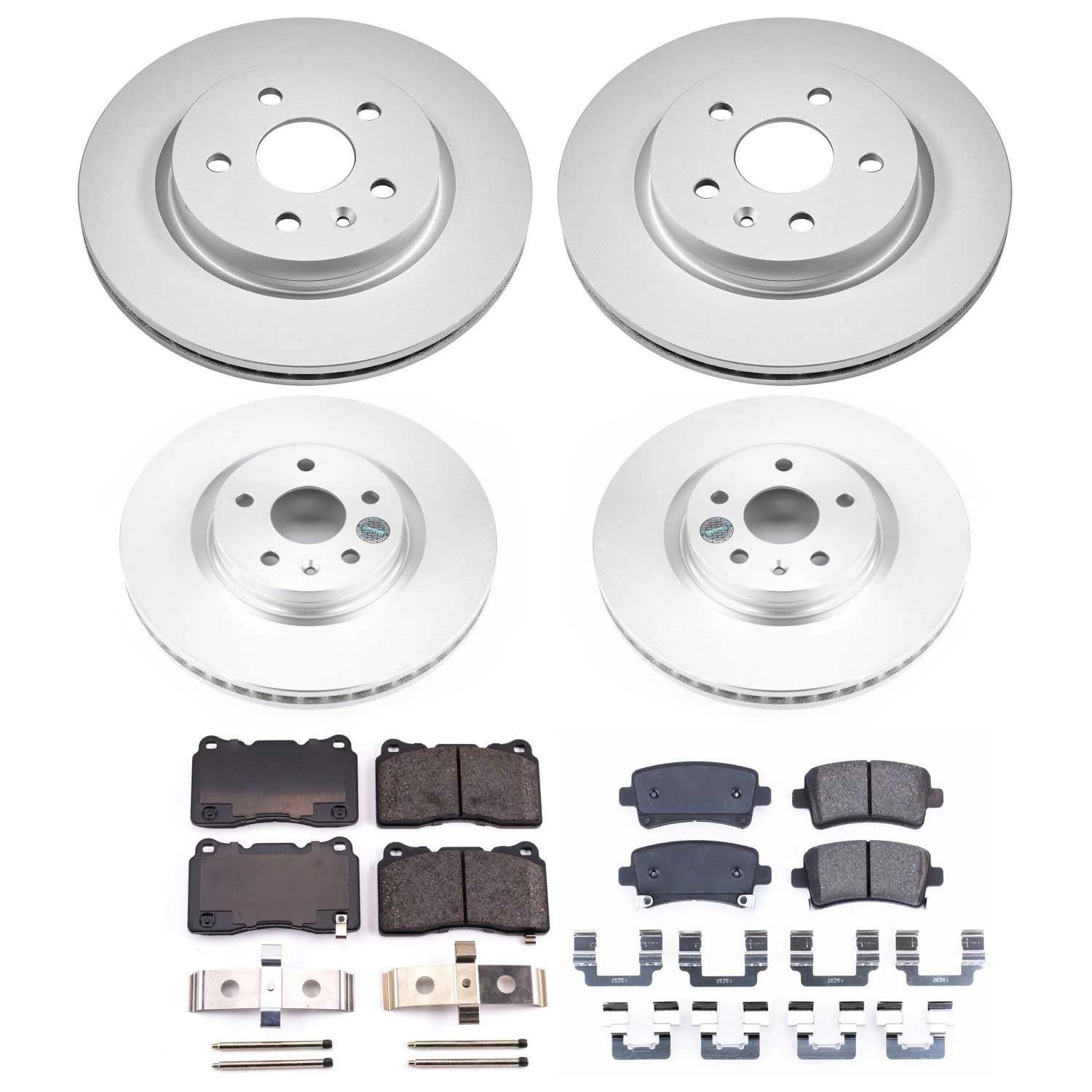 Power Stop Coated Brake Rotor and Ceramic Brake Pads CRK6392- Front & Rear For Buick Regal 2014-2017 [Model Specific]