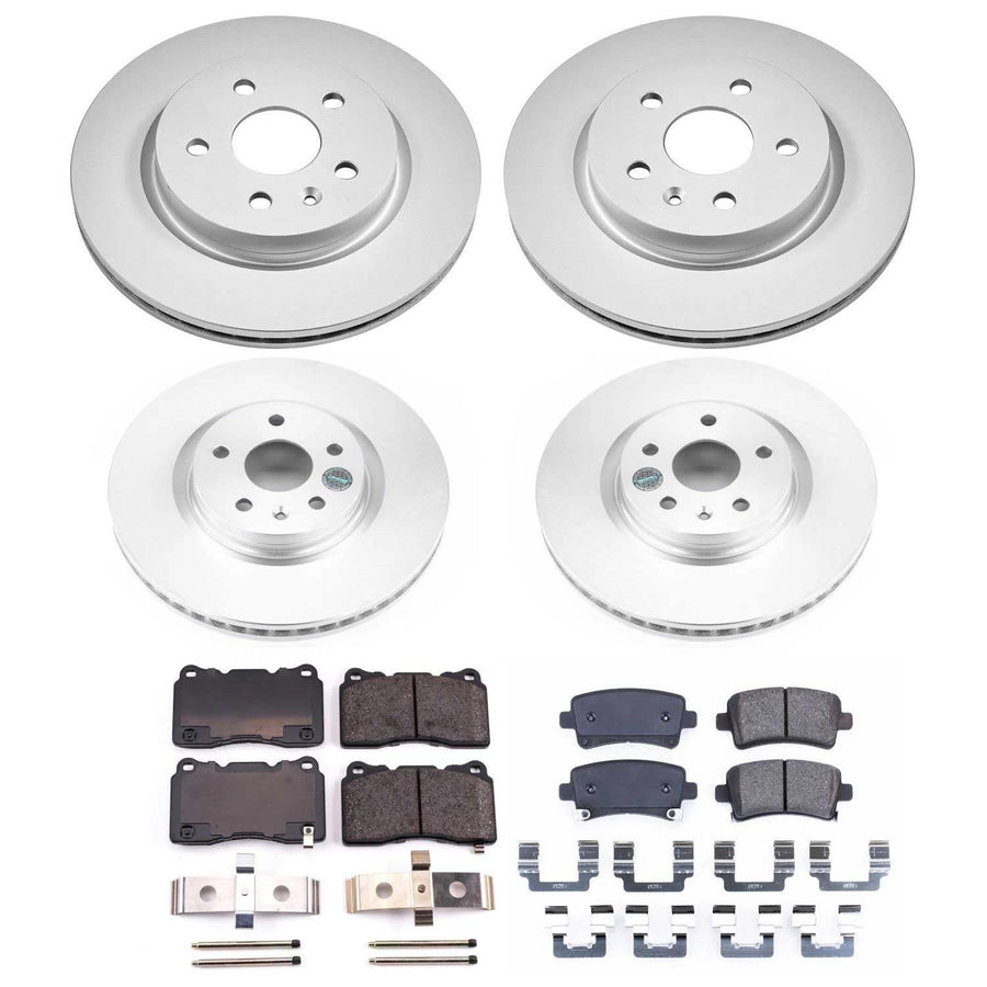 Power Stop Coated Brake Rotor and Ceramic Brake Pads CRK6392- Front & Rear For Buick Regal 2014-2017 [Model Specific]