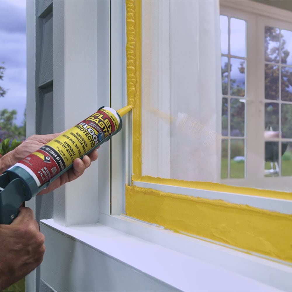 Flood Protection Flex Paste, 9 oz Cartridge, 1-Pack, Waterproof Rubberized Paste, Removable, Use on Windows, Doors, Garage Doors, Seams, Casings, Thresholds, Conduits, Vents, Ducts, and More