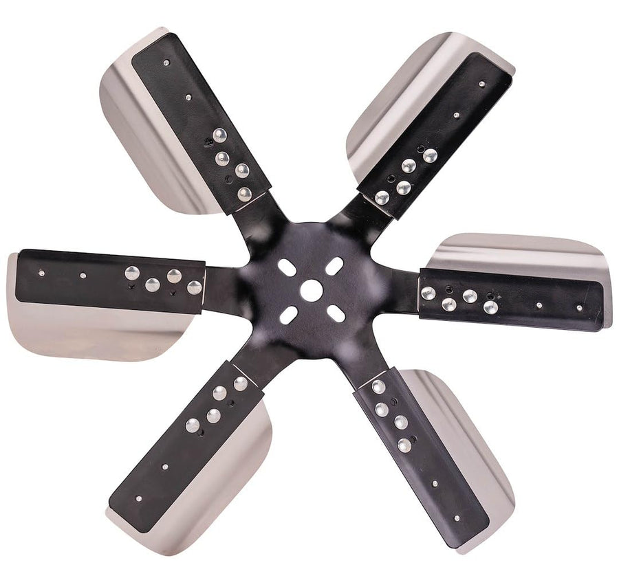 17018 Derale 18" Heavy Duty Stainless Steel Standard Rotation Flex Fan, Black Hub