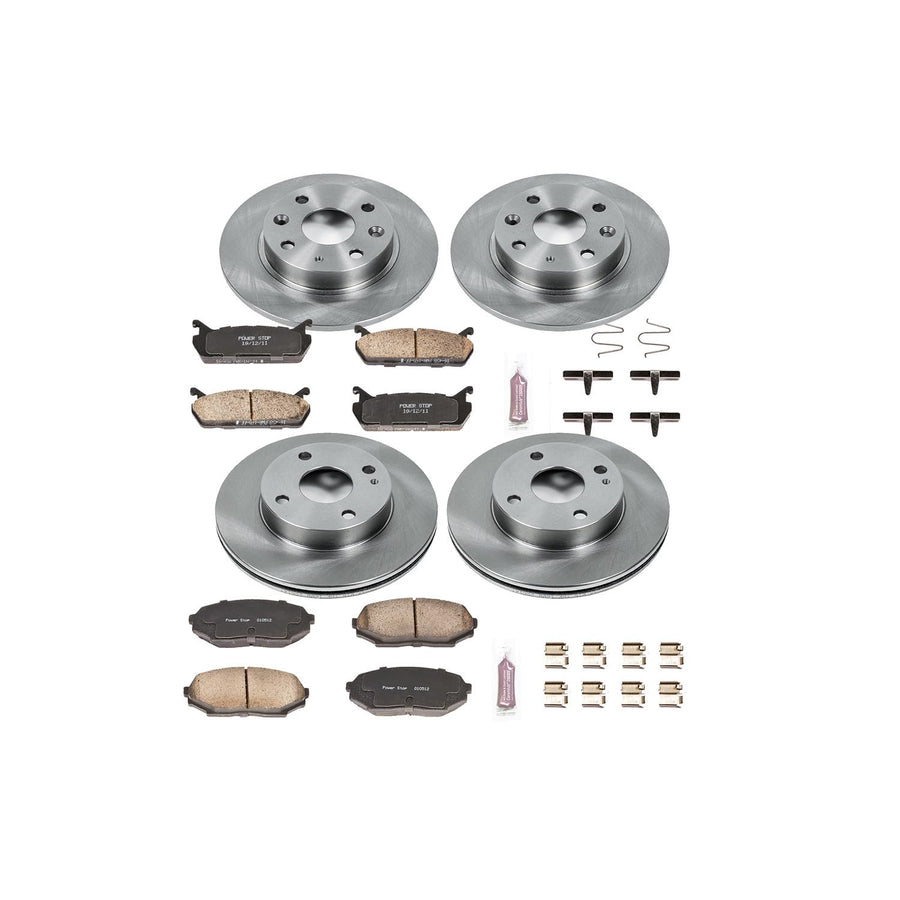Power Stop Autospecialty KOE718 Front and Rear Replacement Brake Kit-OE Brake Rotors & Ceramic Brake Pads For Mazda Miata 1990-1993 [Model Specific]