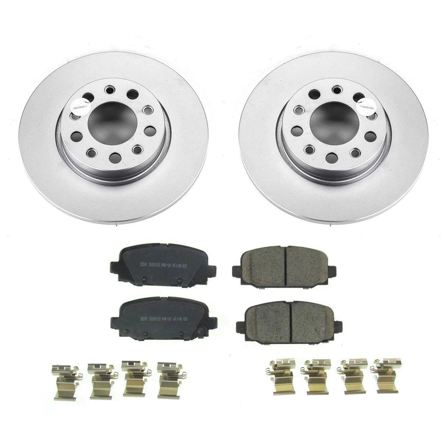 Power Stop Z17 Coated Rotor CRK7736 Rear Brake Kit-Coated Brake Rotors & Ceramic Brake Pads For Jeep Compass 2017-2022 [Model Specific]