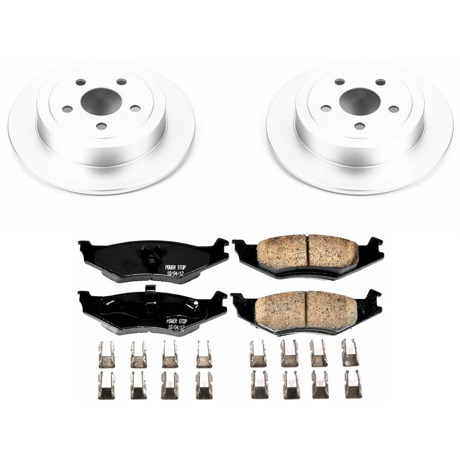 Power Stop Coated Brake Rotor CRK1687 & Ceramic Brake Pads- rear For Chrysler PT Cruiser, Dodge Neon, Dodge Stratus, Plymouth Breeze, Plymouth Neon [Model Specific]
