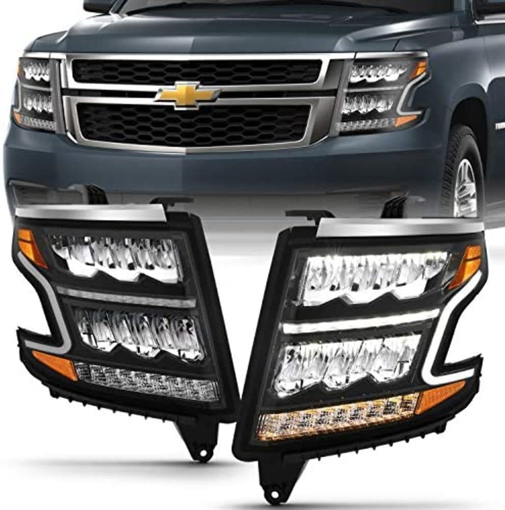 LED HEADLIGHT ANZO PLANK STYLE BLACK CLEAR W/SEQUENTIAL AMBER 111478