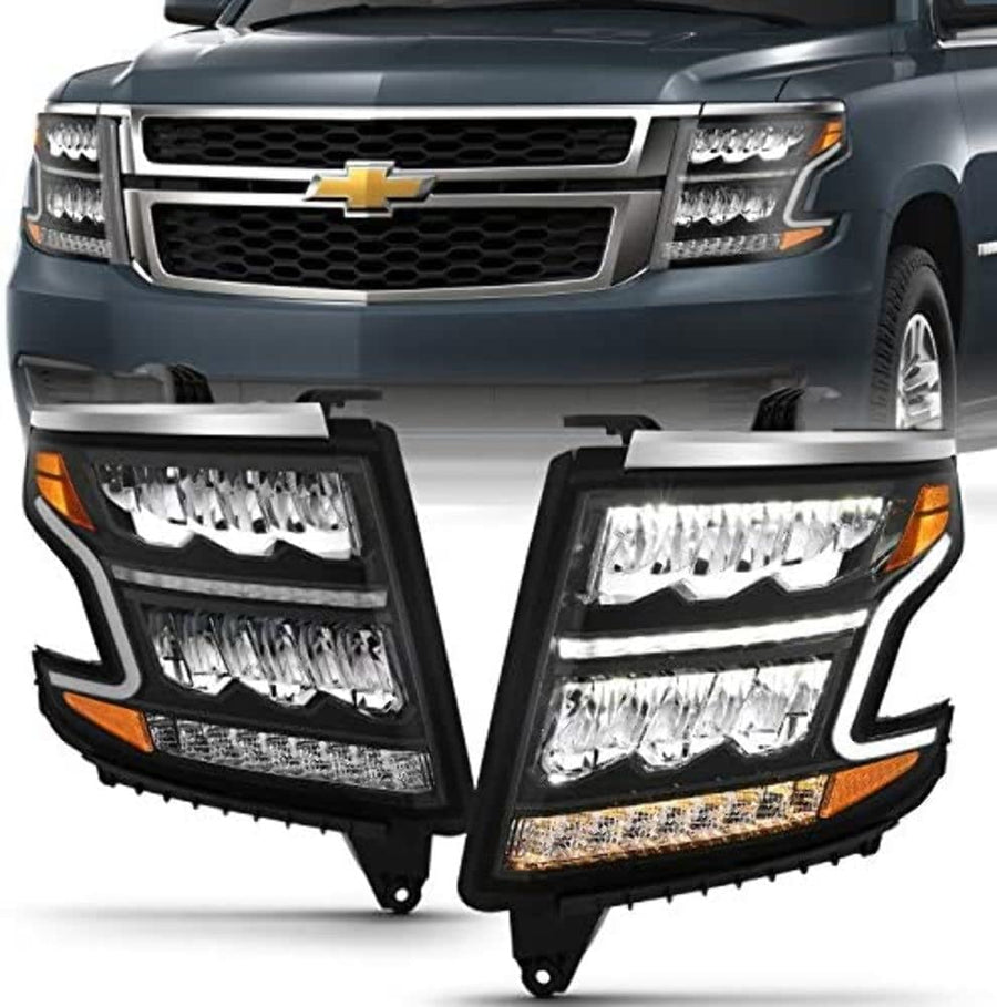 LED HEADLIGHT ANZO PLANK STYLE BLACK CLEAR W/SEQUENTIAL AMBER 111478