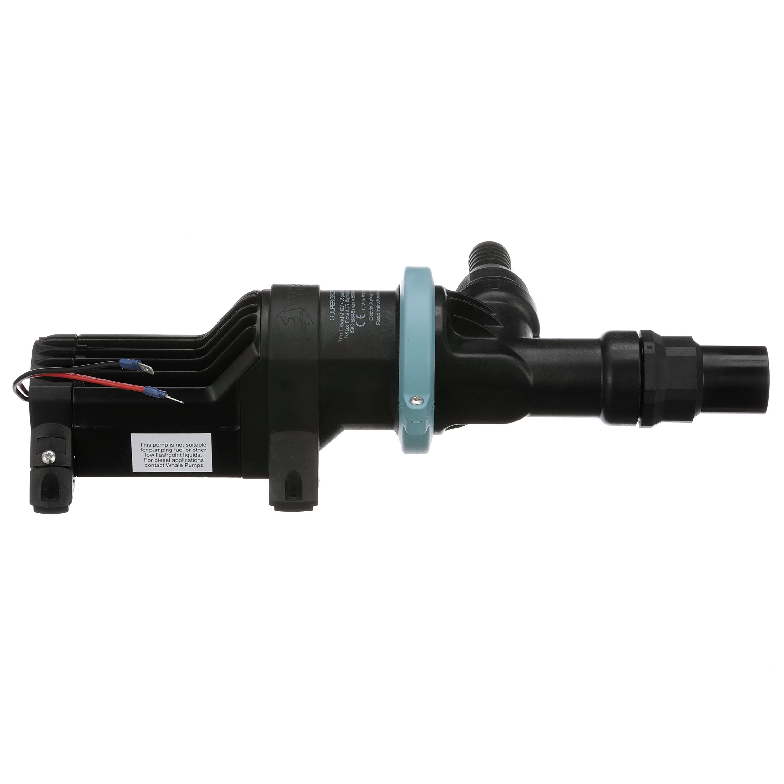 Whale BP4772 Mk 3 Gulper Grouper Fishbox Discharge Pump, Evacuation Pump for Fishbox, Livewell or Baitwell, 12V DC, 10 Amps, 1 Inch/1 ½ Inch Hose Connections, 4.22 GPM Flow Rate, Black/Blue, 12-volt