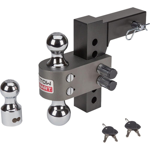 Class V TOWSMART, 12,000 lb., 5-5/8 in. Drop to 6-1/2 in. Rise, Adjustable Trailer Hitch Tri-Ball Mount