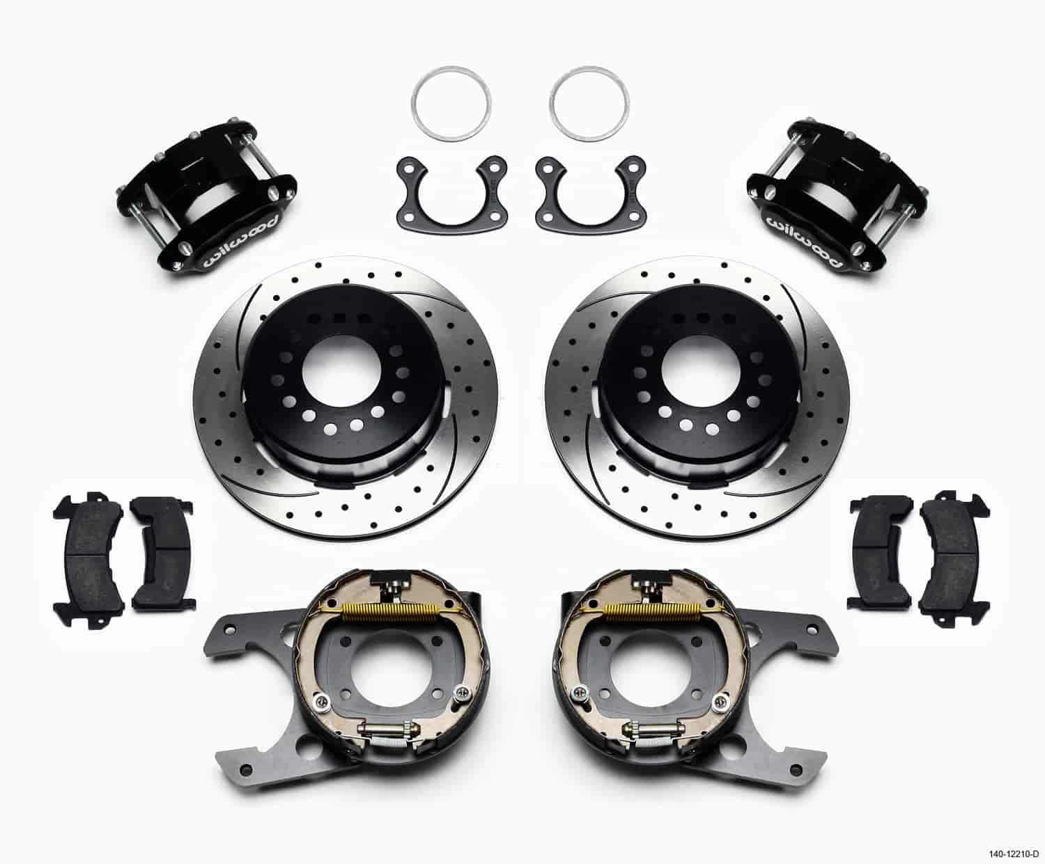 Wilwood Brake System, Rear, D154, 2 Piston Caliper, 12.19 in Plain Rotor, Offset, Aluminum, Black Powder Coat