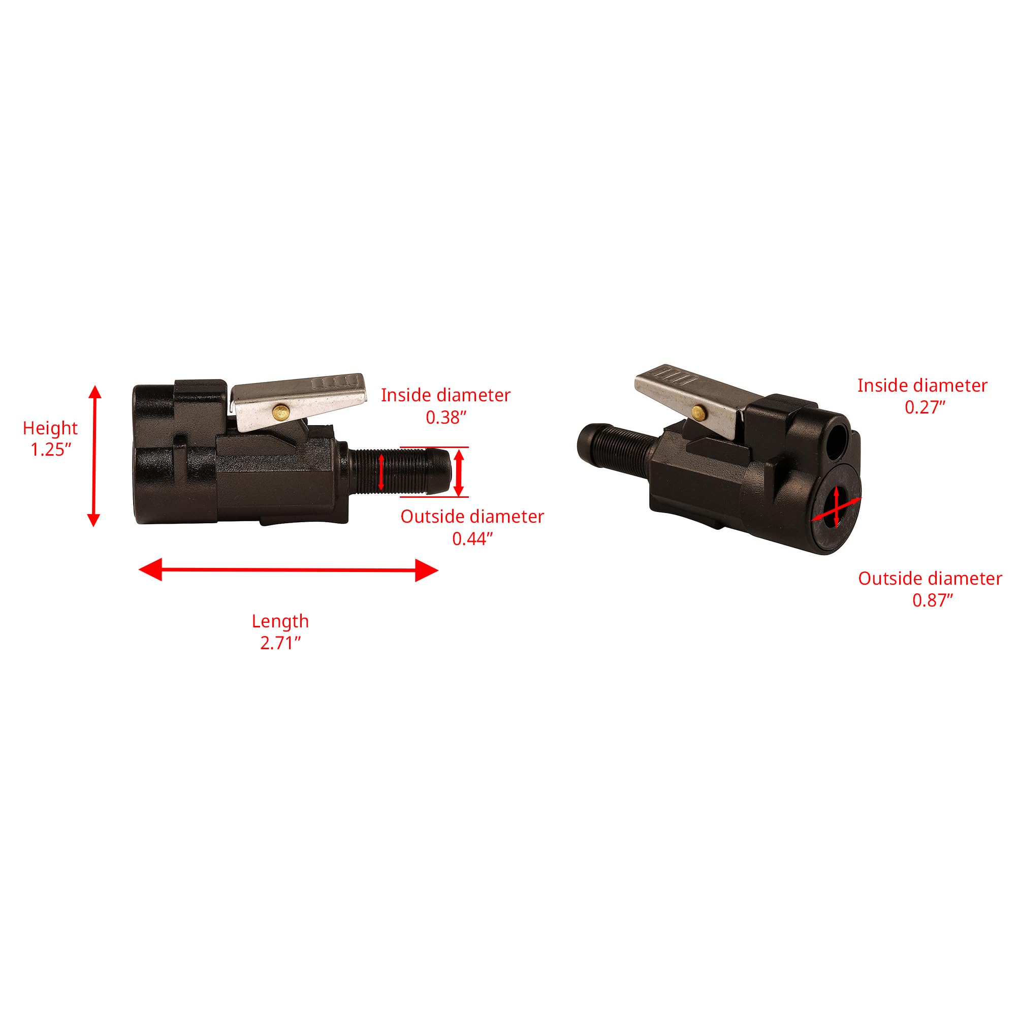 Marine Fuel Tank Fitting Attwood 8890LP6, 3/8-Inch Barb Hose Female Tank Fitting for Mercury/Mariner Engines, Black Acetal