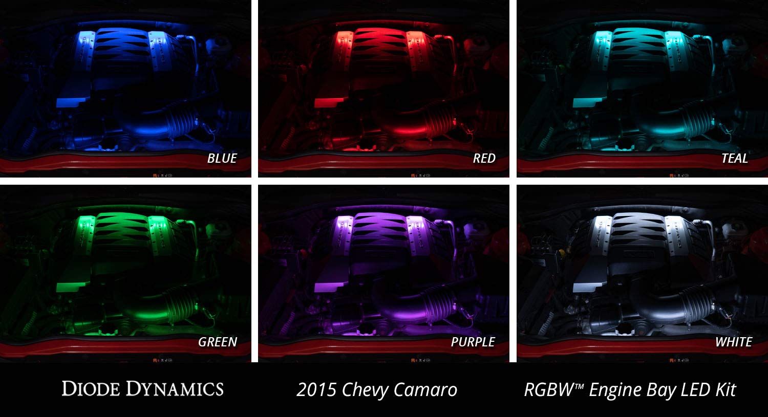 Diode Dynamics RGBW Engine Bay Strip Kit DD0444, 4pc, Multicolor