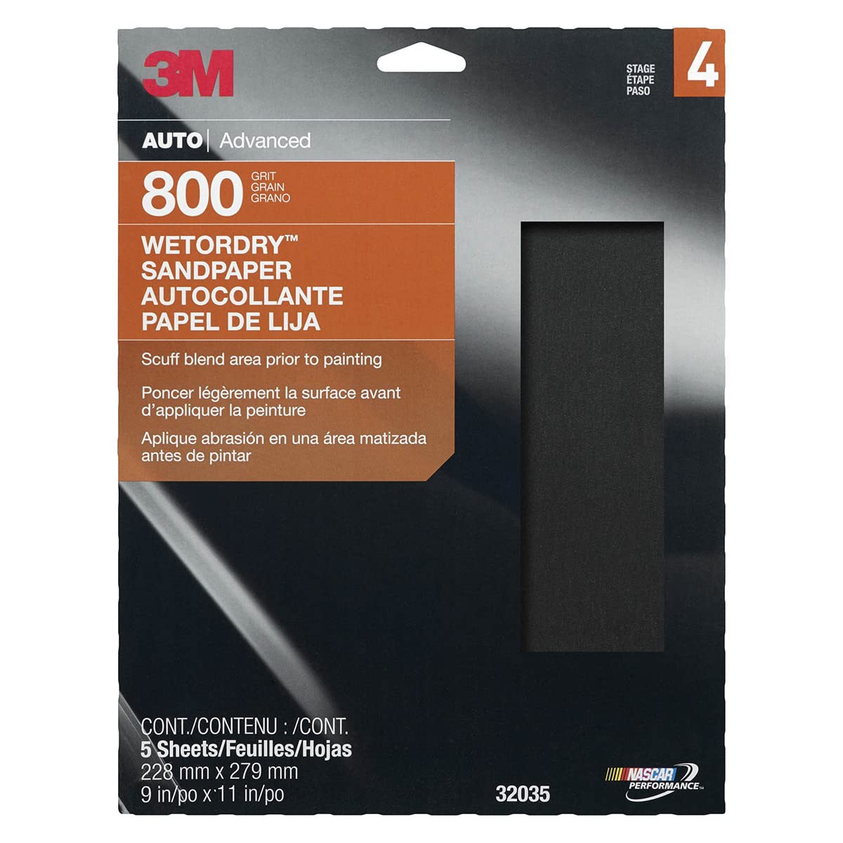 32035 3M Wetordry Sandpaper, 800 Grit, 9 in x 11 in, 5 per Pack, 20per case