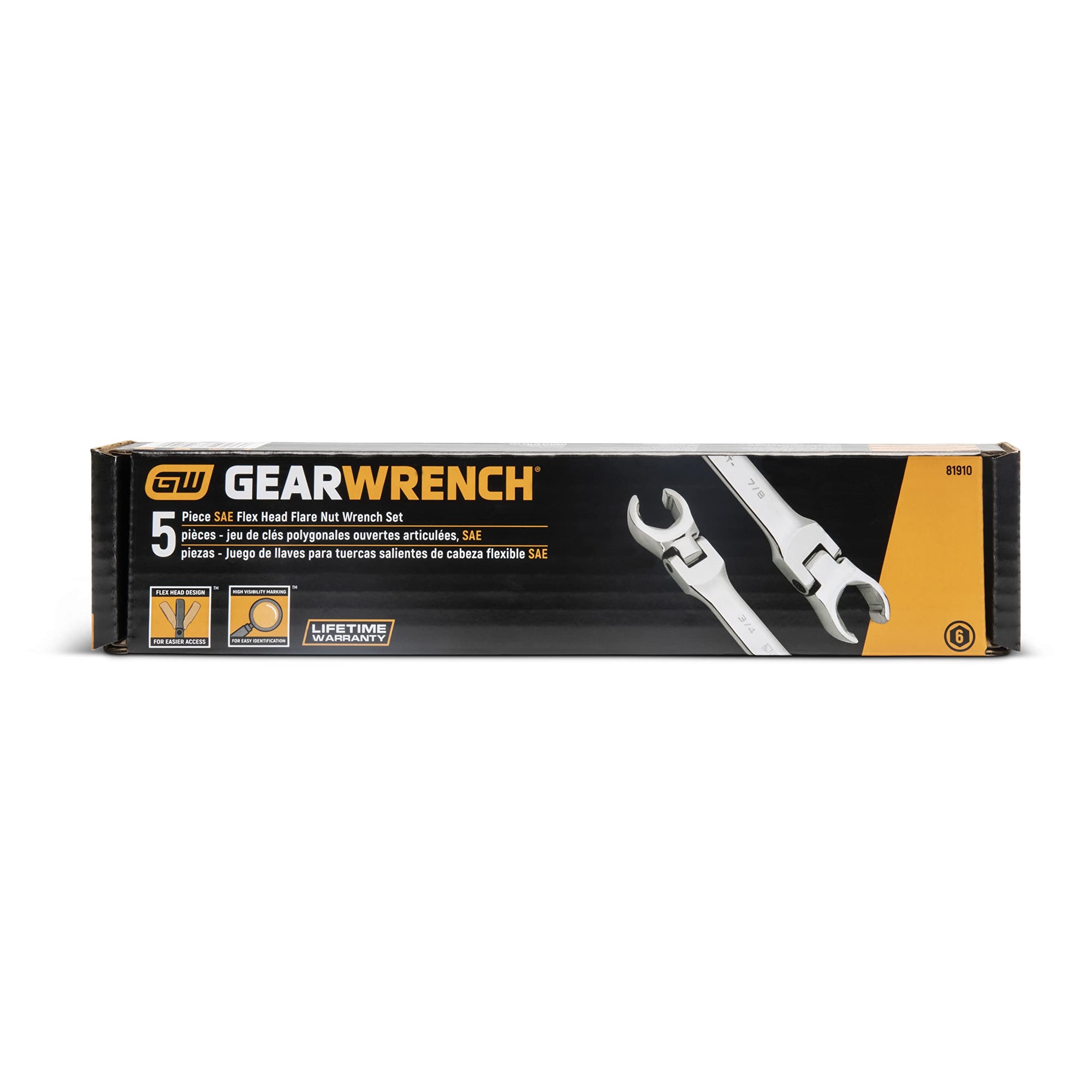 5 Pc. Flex Head GEARWRENCH Flare Nut Wrench Set, SAE - 81910