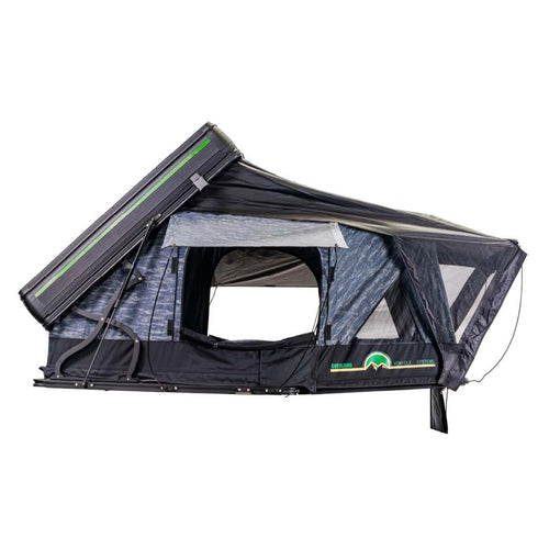 XD Everest Overland Vehicle Systems Cantilever Aluminum Hard Sheel Roof Top Tent with Black Out Kit - Grey Body & Black Rainfly (4 Person Roof Top Tent)