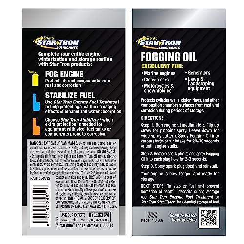 Deep Penetrating STAR BRITE Fogging Oil – Maximum Rust & Corrosion Protection for All Engines in Seasonal or Long-Term Storage - 12 OZ Spray (084812)