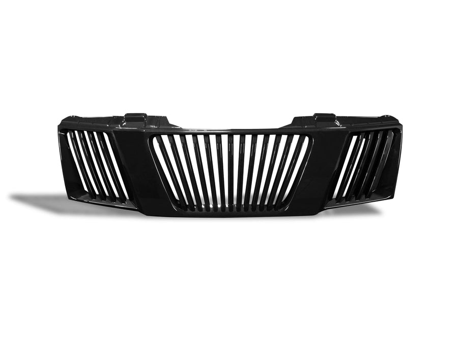 Vertical Front Hood Grille Armordillo USA 7149915 - Gloss Black Fits 2005-2008 Nissan Frontier