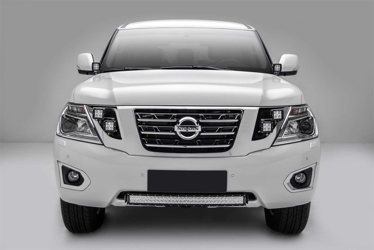 ZROADZ Front Bumper Z327871, Black, 1 Pack 2010-2017 Nissan Patrol Y62 Center LED Bracket to mount 30 Inch LED Light Bar - PN #Z327871