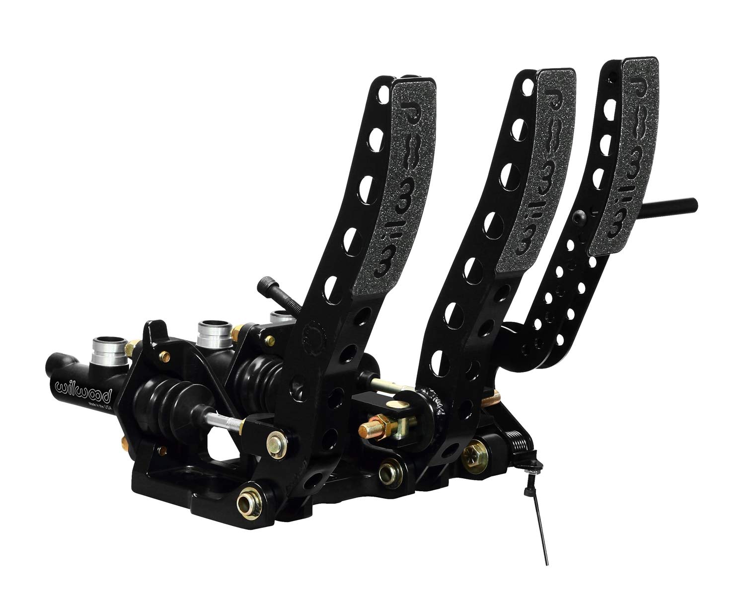 Wilwood Gas/Brake/Clutch Pedal Assembly, 5.25 to 1 Ratio, Forward Floor Mount, Aluminum, Black Paint, Each