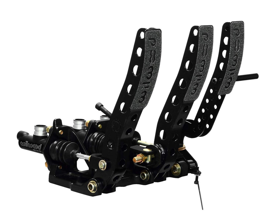 Wilwood Gas/Brake/Clutch Pedal Assembly, 5.25 to 1 Ratio, Forward Floor Mount, Aluminum, Black Paint, Each