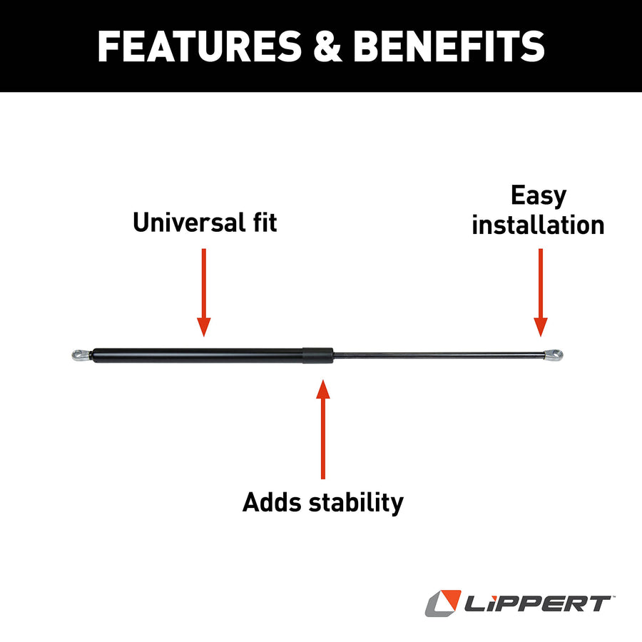 260282 Lippert Components Gas Strut for Pitched Awning Arms, 24" - Black