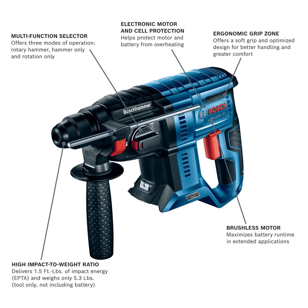 Bosch 18V GBH18V-21N Brushless SDS-plus® Bulldog™ 3/4 In. Rotary Hammer (Bare Tool)