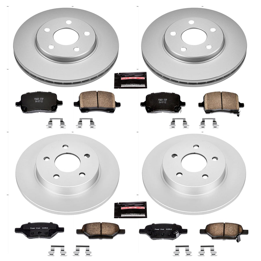 Power Stop Coated Brake Rotor & Ceramic Brake Pads CRK1618- front & rear For Chevrolet Malibu 2004-2008, Pontiac G6 2006-2007 [Model Specific]