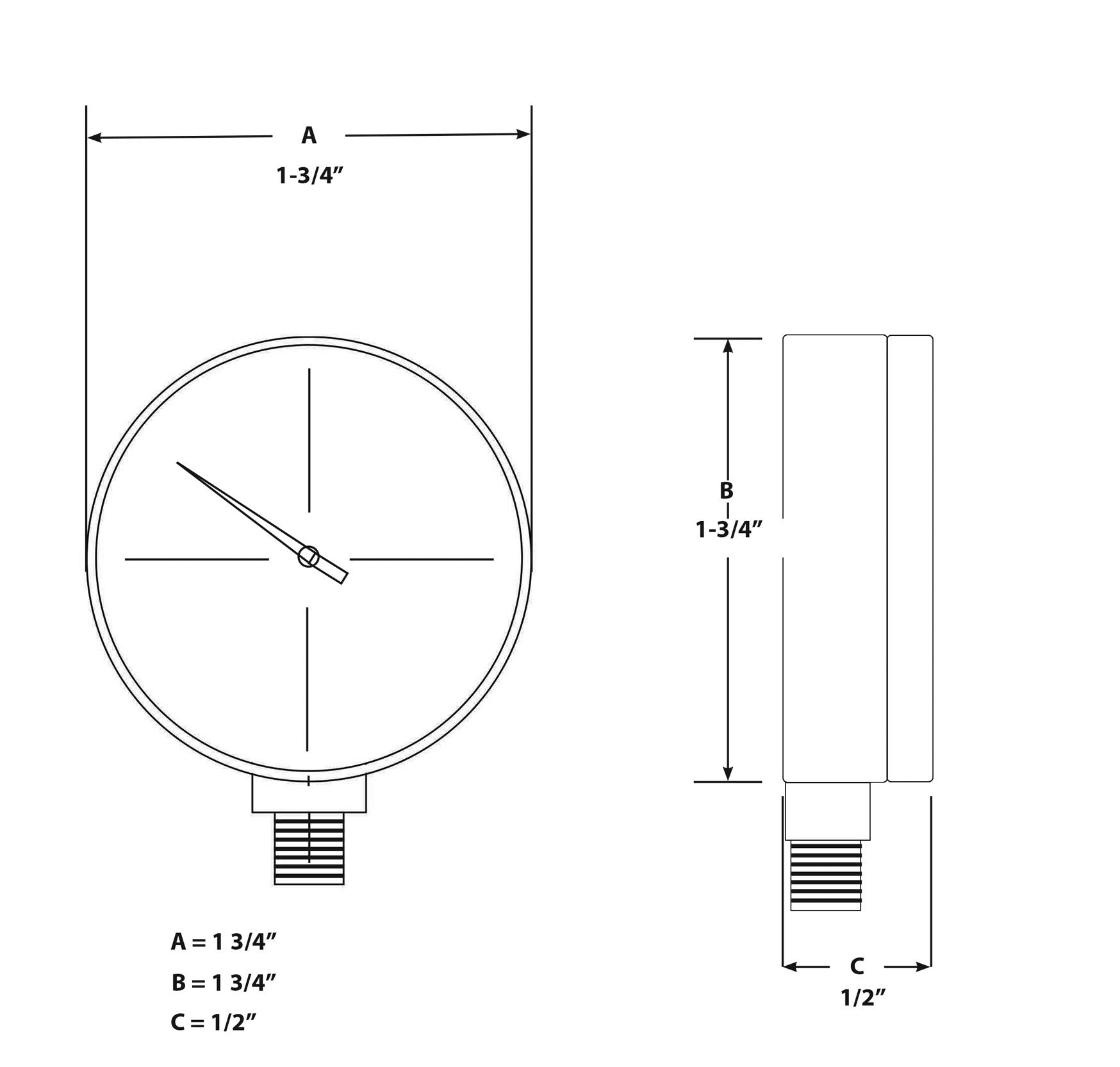 W10055 Performance Tool 0-200 PSI Air Gauge for Air Tank Accessory
