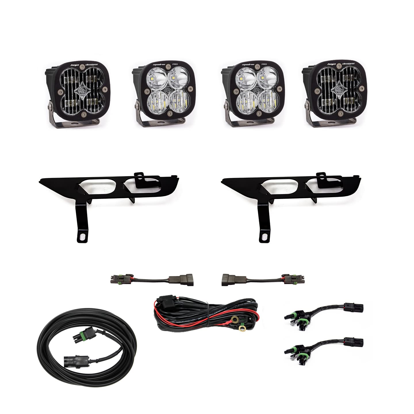 Baja Designs Pro Squadron SAE Fog Pocket LED Light Kit fits Ford F-150 2021+ Without Daytime Running Lights (Multi-Pattern; Clear; Toggle Wiring)