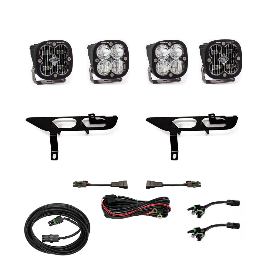 Baja Designs Pro Squadron SAE Fog Pocket LED Light Kit fits Ford F-150 2021+ Without Daytime Running Lights (Multi-Pattern; Clear; Toggle Wiring)