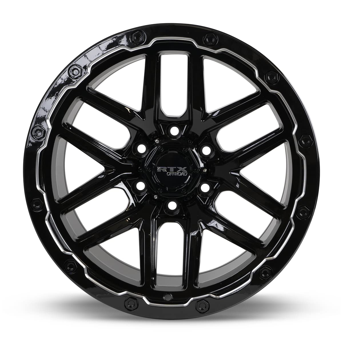 RTX® Volcano, 083003, Gloss Black Milled Edge, 20x10 6x135 ET-18 CB87.1 (Offroad)