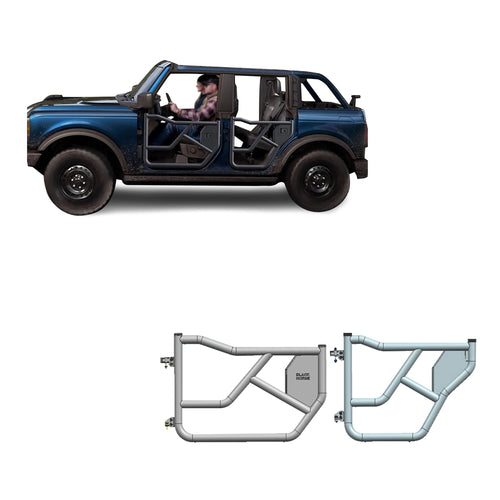 Tubular Black Horse Front & Rear Doors Metal Compatible with 2021-2024 Ford Bronco-TFRDFB21