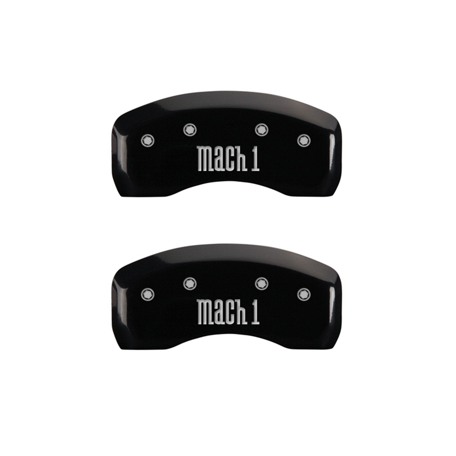 Black MGP Caliper Covers 10017SMCHBK Engraved with Silver Mach 1 (Set of 4)